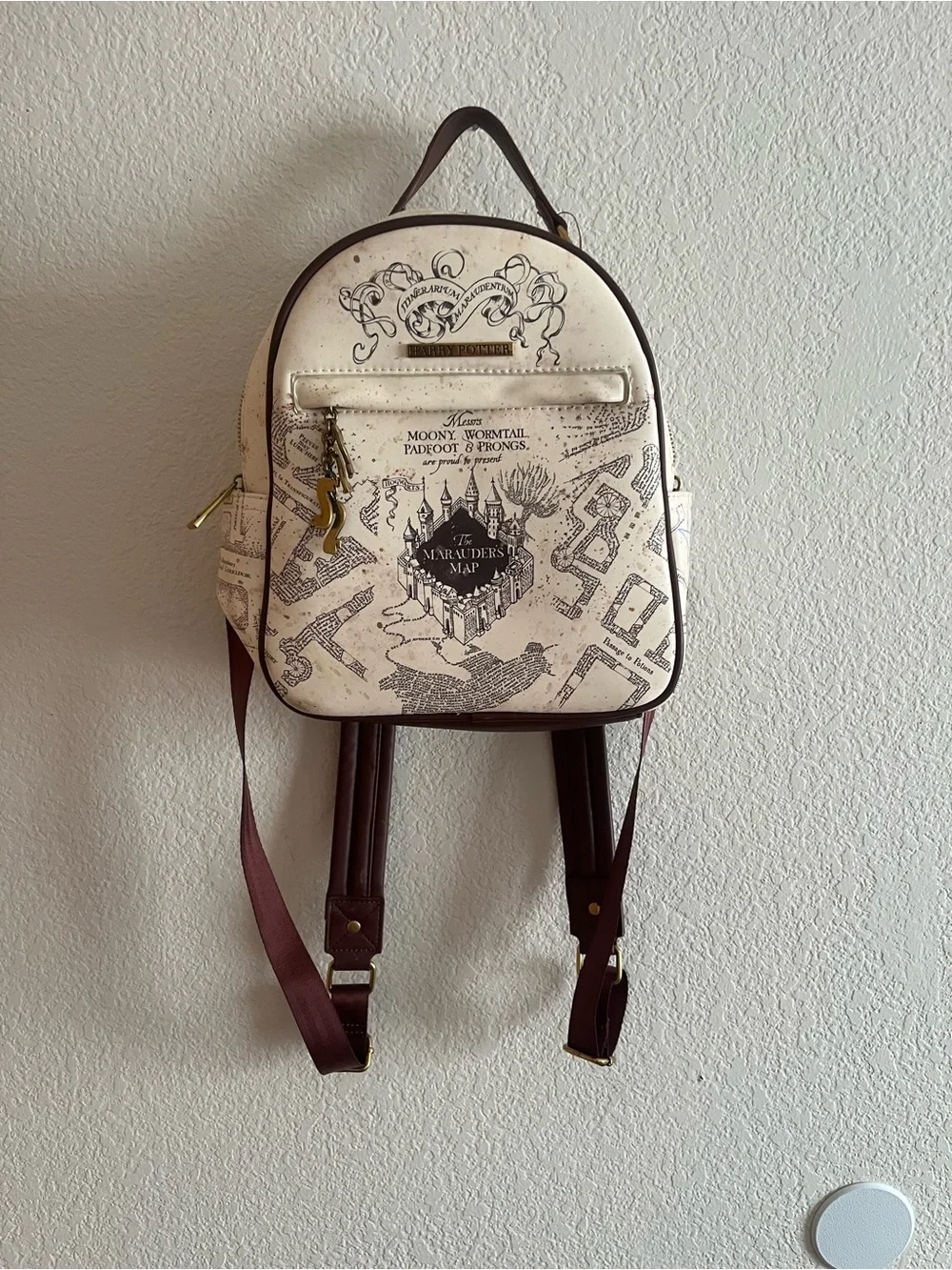 Warner Bros. Marauder's Map Mini Backpack - Cream and Brown